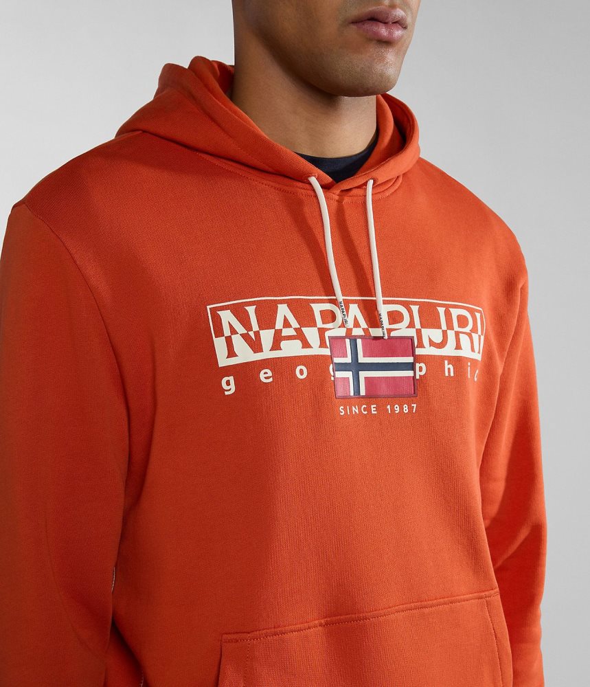 Bluza z Kapturem Męskie Napapijri Aylmer Hoodie Pomarańczowe | EQDMW0817