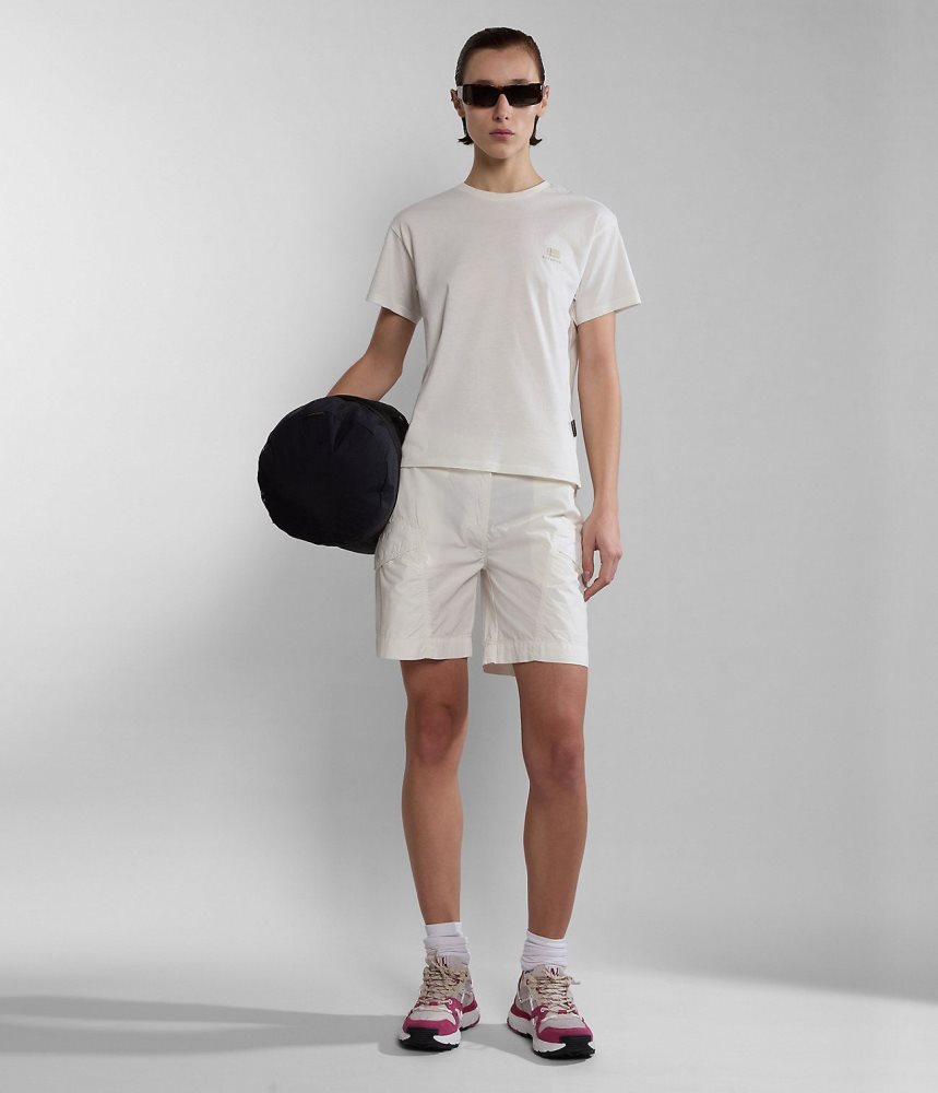 Koszulki Damskie Napapijri Nina Short Sleeve T-shirt Białe | KSJBQ3902