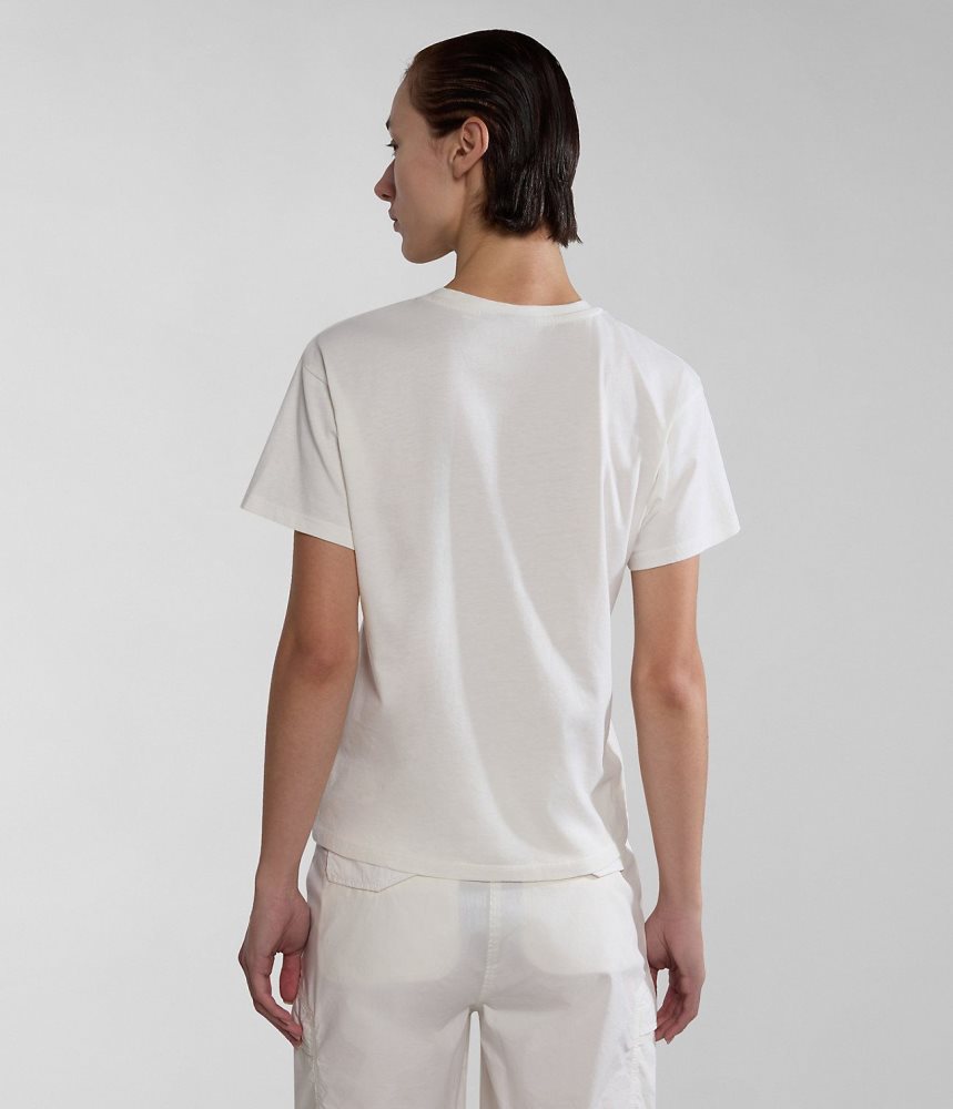 Koszulki Damskie Napapijri Nina Short Sleeve T-shirt Białe | KSJBQ3902
