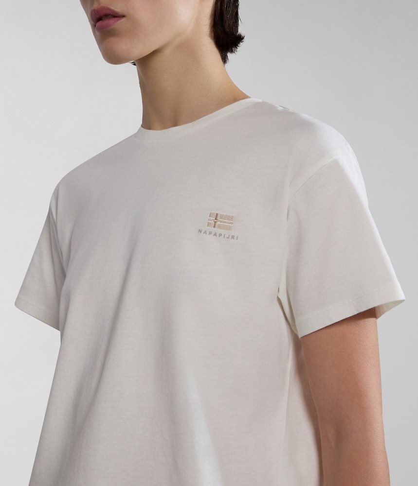 Koszulki Damskie Napapijri Nina Short Sleeve T-shirt Białe | KSJBQ3902