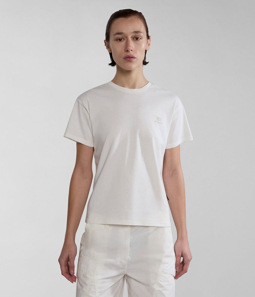 Koszulki Damskie Napapijri Nina Short Sleeve T-shirt Białe | KSJBQ3902