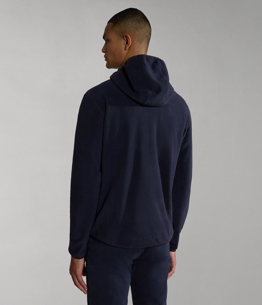 Runo Męskie Napapijri Ayas Full-Zip Fleece Hoodie Ciemny Niebieskie | RFPMU4190