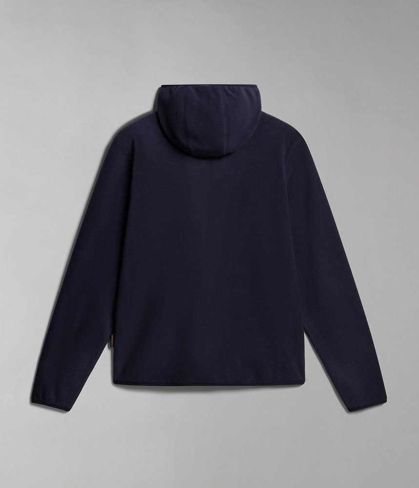 Runo Męskie Napapijri Ayas Full-Zip Fleece Hoodie Ciemny Niebieskie | RFPMU4190